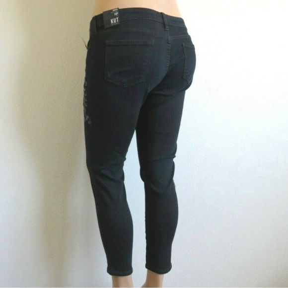 KUT from the KLOTH Jeans EMBROIDRED Donna Ankle Skinny Plus Size 14 Petite NWT - Picture 2 of 4